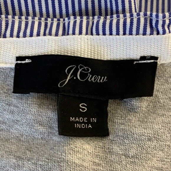 J. Crew Blue & Gray Sleeveless Tuxedo Mixed Media Top Sz S - Picture 10 of 11